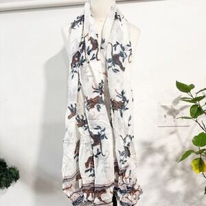 Ann Taylor White Leopard Print Silk Modal Blend Lightweight Scarf